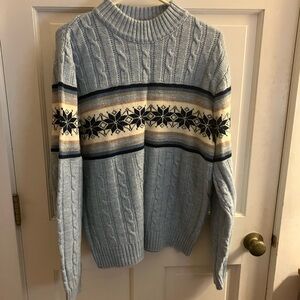 Men's Blue Cable Knit Sweater